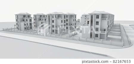 Modern beautiful house. Cottage for a large family. 3D illustration 82167653