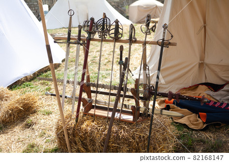 17th century ancient cold weapon at military camp 82168147