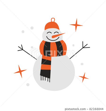 Snowman snowflakes vector clipart. Isolated illustration in flat style. Positive winter design. Merry Christmas and happy New Year 82168844