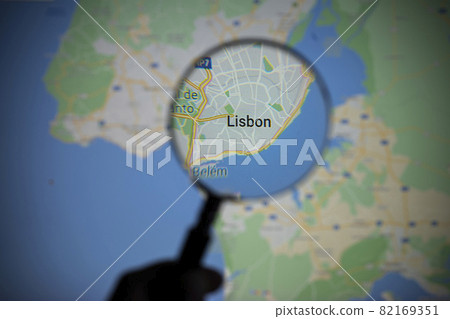 the city of Lisbon seen through a magnifying glass the city of Lisbon seen through a magnifying glass 82169351
