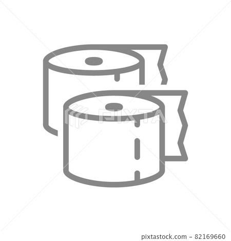 Several rolls of toilet paper line icon. Paper roll, napkins, hygiene products symbol Several rolls of toilet paper line icon. Paper roll, napkins, hygiene products symbol 82169660