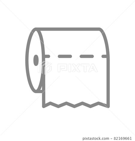 Toilet paper in a horizontal position line icon. Paper roll, napkins, tear-off strip, hygiene products symbol 82169661