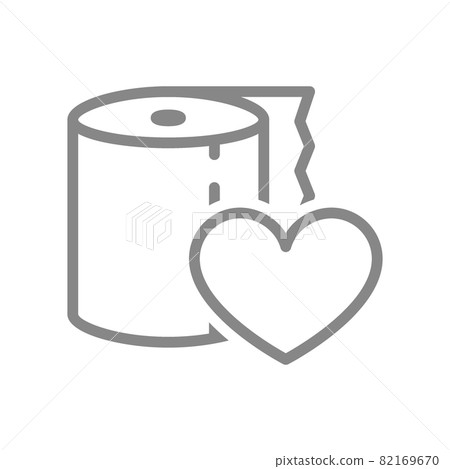 Paper towels and heart line icon. Napkins, positive product evaluation, high quality paper symbol 82169670
