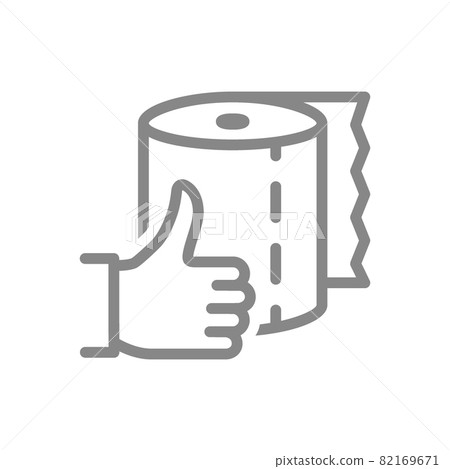 Paper towels and thumb up line icon. Napkins, high quality paper, customer satisfaction symbol 82169671