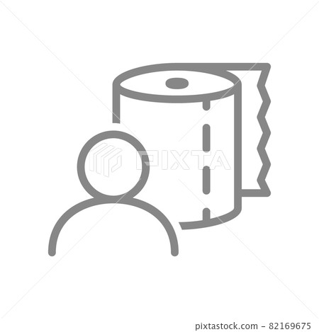 Paper towels and user line icon. Paper roll, napkins, wet wipes, wipes for intimate hygiene symbol 82169675