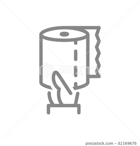 Paper towels in hand line icon. Paper roll, napkins, personal hygiene, wipe products symbol Paper towels in hand line icon. Paper roll, napkins, personal hygiene, wipe products symbol 82169676