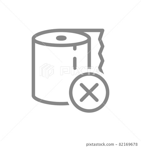 Toilet paper with cross mark line icon. Paper roll, napkins, substandard product symbol 82169678