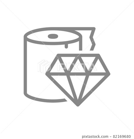 Paper towels and diamond line icon. Paper roll, napkins, excellent quality symbol Paper towels and diamond line icon. Paper roll, napkins, excellent quality symbol 82169680