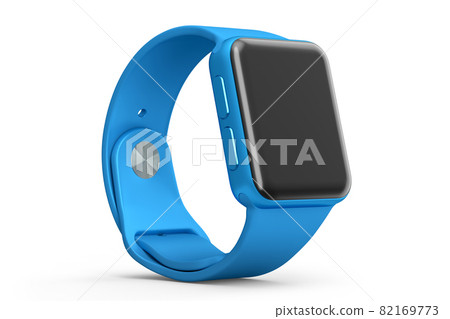 Stainless silver smart watch or fitness tracker isolated on white background. 82169773