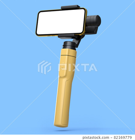 Realistic smartphone with blank white screen and steadicam isolated on blue 82169779