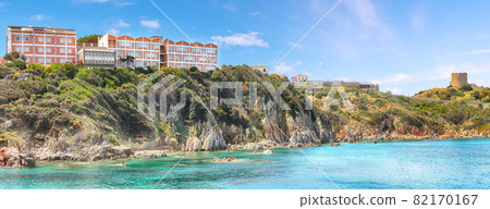 Awesome view of Torre di Longonsardo and Santa Teresa Gallura town Awesome view of Torre di Longonsardo and Santa Teresa Gallura town 82170167