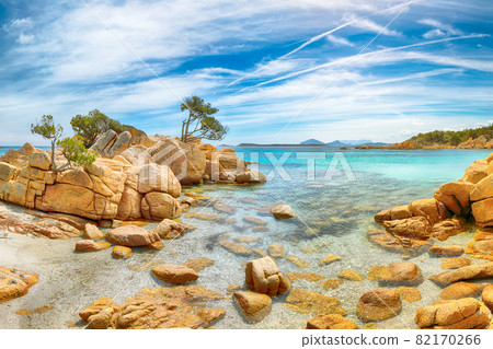 Breathtaking view of Capriccioli beach in Costa Smeralda. Breathtaking view of Capriccioli beach in Costa Smeralda. 82170266