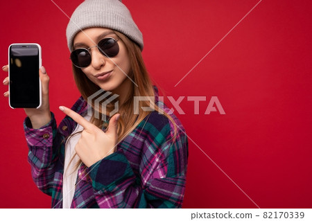 Photo of beautiful happy sexy young woman good looking wearing casual stylish outfit standing Photo of beautiful happy sexy young woman good looking wearing casual stylish outfit standing 82170339