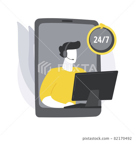 24 for 7 service abstract concept vector illustration. 82170492