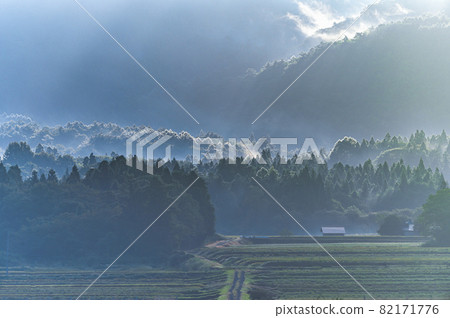 Aizuwakamatsu City, Fukushima Prefecture Autumn Rural Morning 82171776