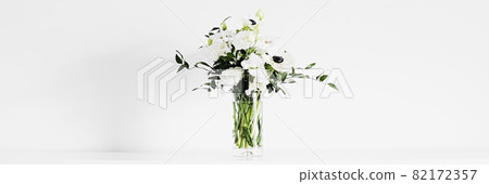 Bouquet of flowers in vase and home decor details, luxury interior design 82172357