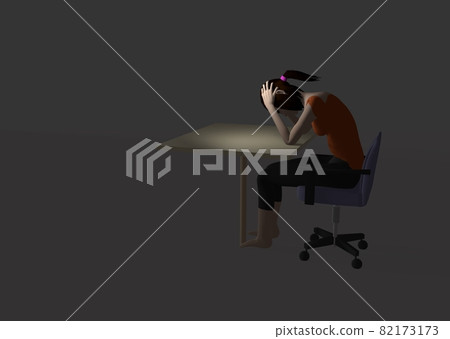 Depressed woman seen from the side 82173173