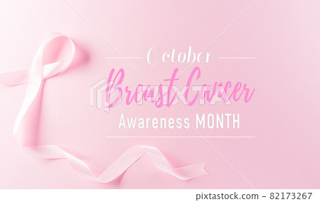 Pink ribbons on pastel background, Symbol of women's breast cancer awareness, Health care and medical concept. Pink ribbons on pastel background, Symbol of women's breast cancer awareness, Health care and medical concept. 82173267
