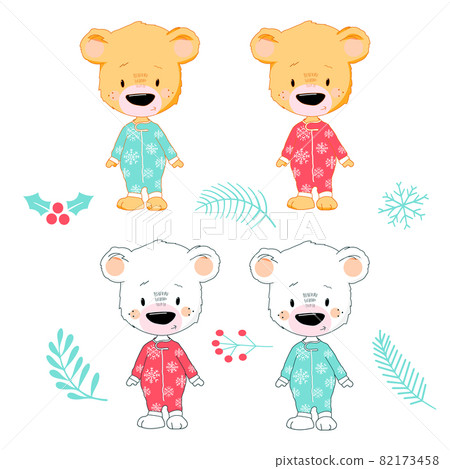 Set of cute bears on white background. Set of cute bears on white background. 82173458