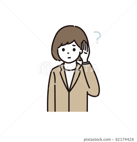 Illustration of a business woman who is deaf and hard to hear 82174428
