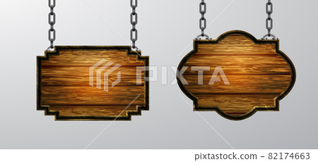 Vector realistic illustration of wooden signboard isolated 82174663