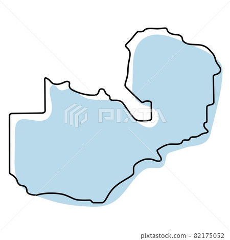 Stylized simple outline map of Zambia icon. Blue sketch map of Zambia vector illustration Stylized simple outline map of Zambia icon. Blue sketch map of Zambia vector illustration 82175052