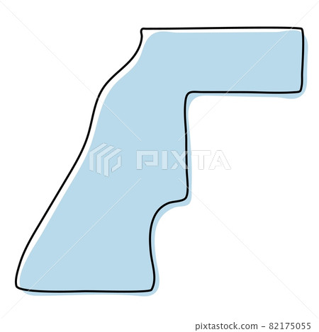 Stylized simple outline map of Western Sahara icon. Blue sketch map of Western Sahara vector illustration 82175055