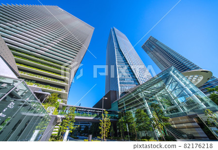 Tokyo cityscape of Japan: View of Toranomon Hills Station and Toranomon Hills under the state of emergency, skyscrapers of redevelopment of the surrounding area, etc. 82176218