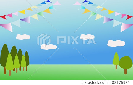 Garland over sky and mountain background 82176975