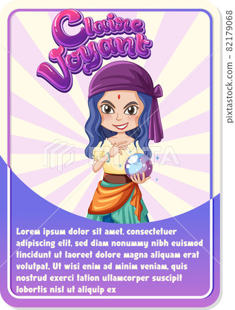 Character game card template with word Claire Voyant 82179068