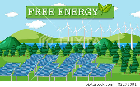 Green energy generated by solar panel Green energy generated by solar panel 82179091
