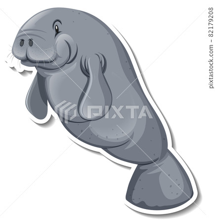 A sticker template of manatee cartoon character 82179208