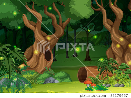 Enchanted forest landscape background - Stock Illustration [82179467 ...
