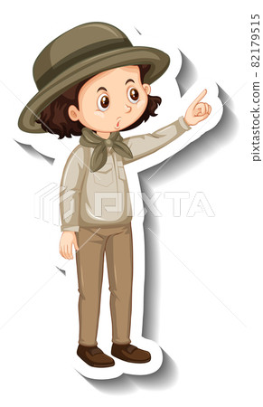 A sticker template of girl cartoon character 82179515