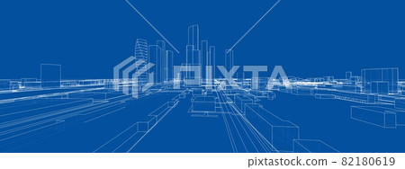 Vector 3d urban landscape. Buildings and roads - Stock Illustration ...