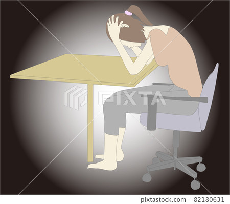 Woman worried on the desk 82180631