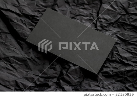 Blank black business card for mockup on dark flatlay background, luxury branding and corporate identity design 82180939