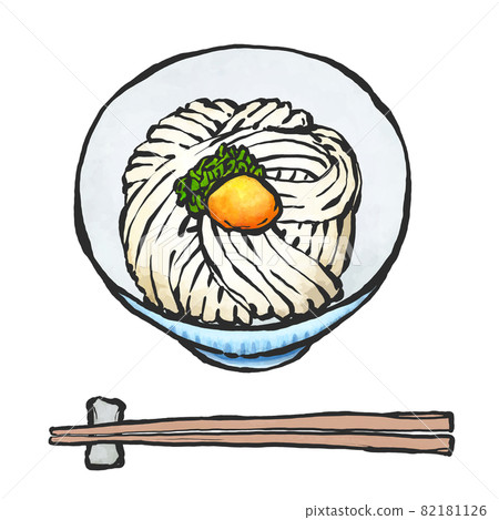 Hand-painted brush painting style illustration of Kamatama udon 82181126