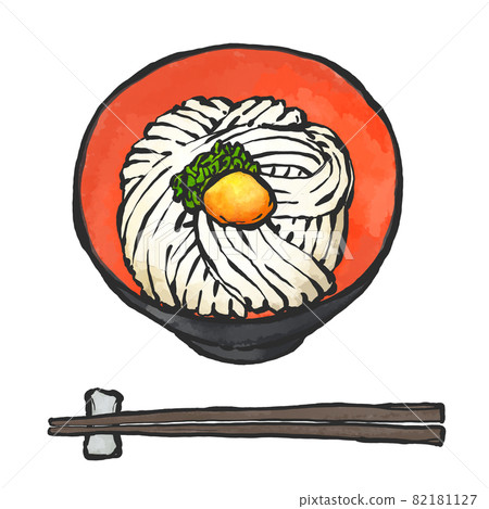 Hand-painted brush painting style illustration of Kamatama udon 82181127