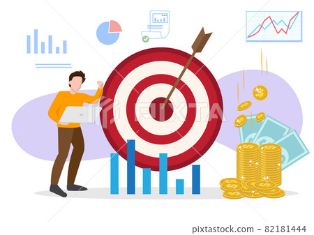 business vision Big goals with the idea of improving the quality of business people. that are always adapting to new things. Flat style cartoon illustration vector business vision Big goals with the idea of improving the quality of business people. that are always adapting to new things. Flat style cartoon illustration vector 82181444