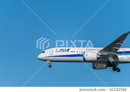 [ANA aircraft landing on Runway A from Ukishimacho Park] 82182086
