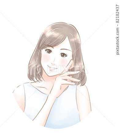 Woman hand posing with a smile Watercolor style Woman hand posing with a smile Watercolor style 82182437