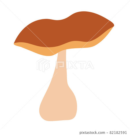 Noble white mushroom on an isolated background. Delicious mushrooms. Autumn couple. Logo, badge or flyer design. Flat illustration. 82182591