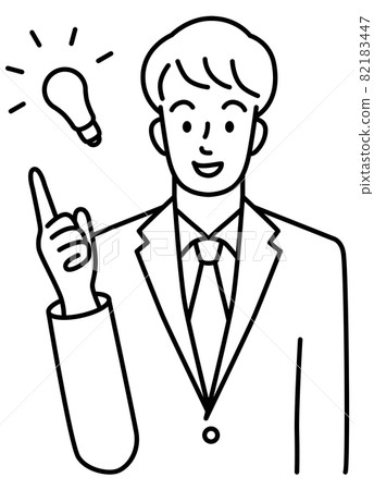The upper body (line) of a young man in a suit with an idea The upper body (line) of a young man in a suit with an idea 82183447