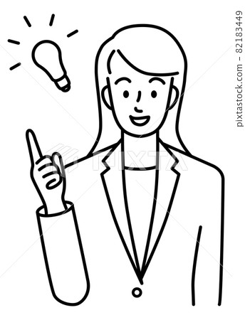 The upper body (line) of a young woman in a suit with an idea The upper body (line) of a young woman in a suit with an idea 82183449