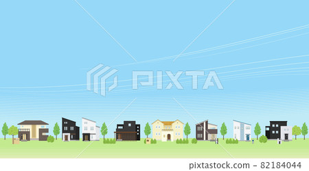 城市景觀與現代房屋的插圖 82184044