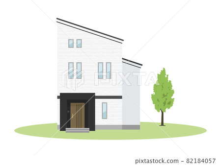 Illustration of a modern detached house (single roof) Illustration of a modern detached house (single roof) 82184057