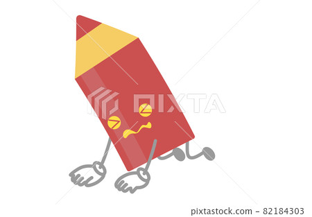 Vector illustration of a cute red pen character depressed 82184303