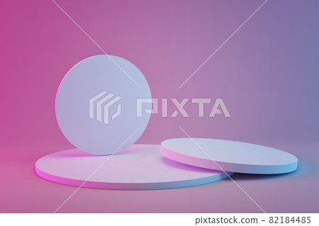 3d rendering of white circle podiums on colored background. 3d rendering of white circle podiums on colored background. 82184485