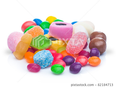 Liquorice Allsorts Sweets with jelly sugar sweets and beans with milk chocolate candies  82184713
